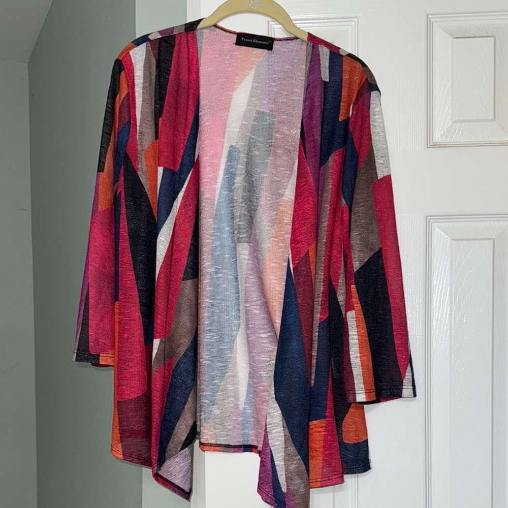 Pink and Orange Open-Front Cardigan Sweater